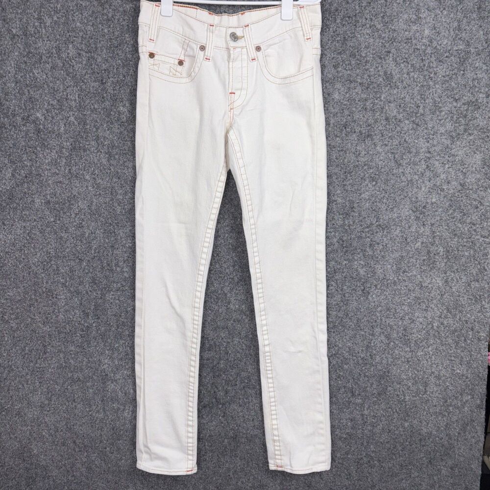 True Religion Logan Jeans Mens Size 29 White Slim Fit Tapered Button fly